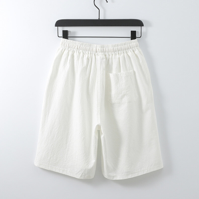 Letnie lniane spodenki męskie modne na co dzień krótkie spodnie z lnu w rozmiarze 9XL szorty w jednolitym kolorze elastyczne spodnie w talii męskie