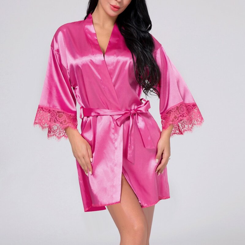 Camisola feminina sexy de renda cetim ultra fina, camisola translúcida, pijama sedosa e suave, mini vestido, respiração, roupa de dormir macia