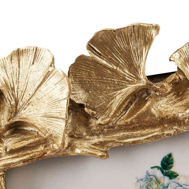 Bingkai foto Resin Retro emas, bingkai foto daun Ginkgo, dekorasi rumah