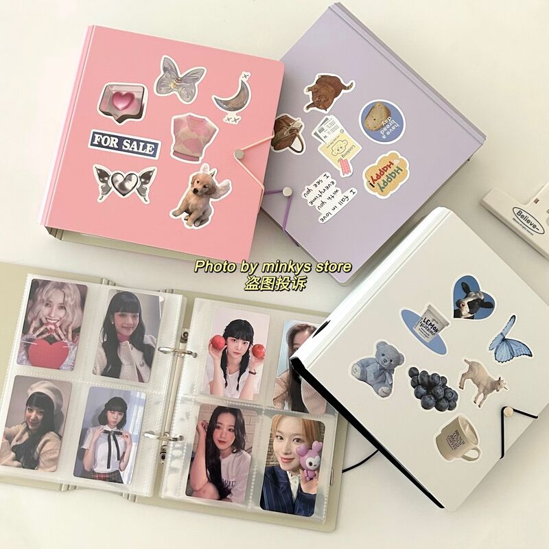 Minkys Kawaii D รูปร่างแหวน3นิ้ว kpop Photo Card Binder ขนาดใหญ่ความจุ Idol photocard อัลบั้ม photocards รวบรวมหนังสือ