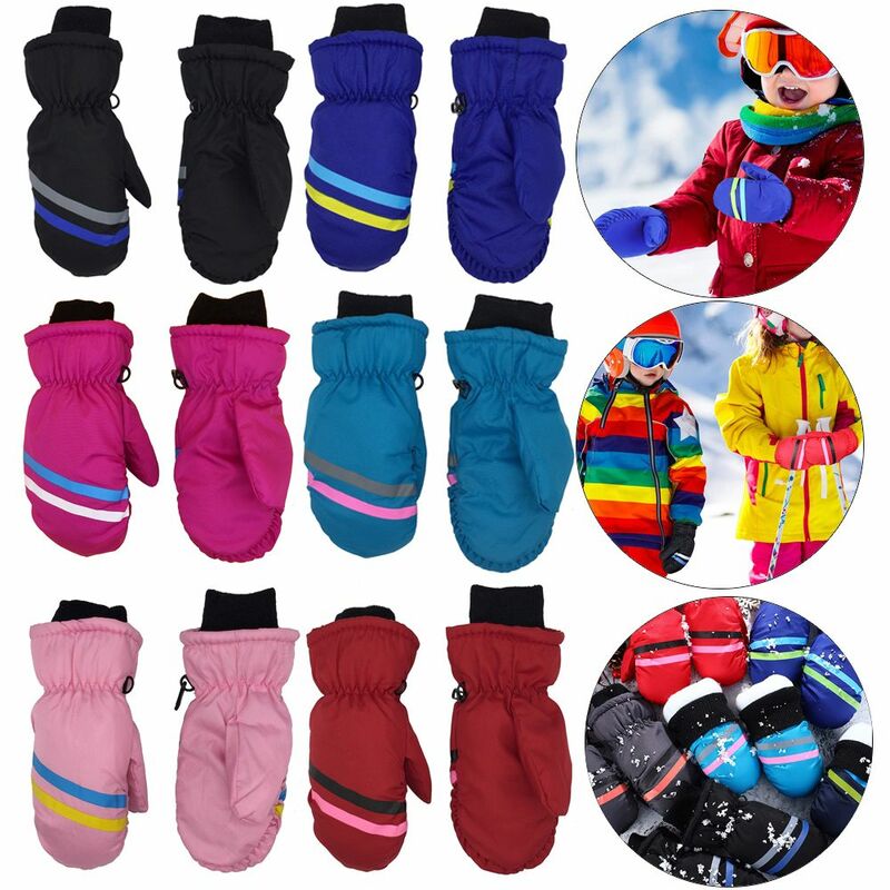 Детские утолщенные теплые ветрозащитные водонепроницаемые детские лыжные перчатки с длинными рукавами для катания на сноуборде на открытом воздухе