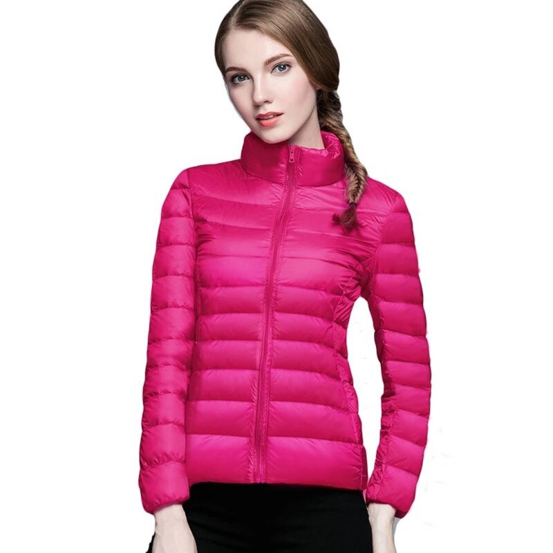 Jaket bulu angsa wanita musim gugur musim dingin 2023 Ultralight tipis 90% mantel bulu angsa putih hangat portabel pakaian luar jaket Puffer wanita