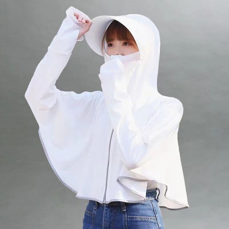 Ropa de seda de hielo con protección solar para mujer, chaqueta de manga larga transpirable resistente a los rayos UV, nueva sección delgada de verano