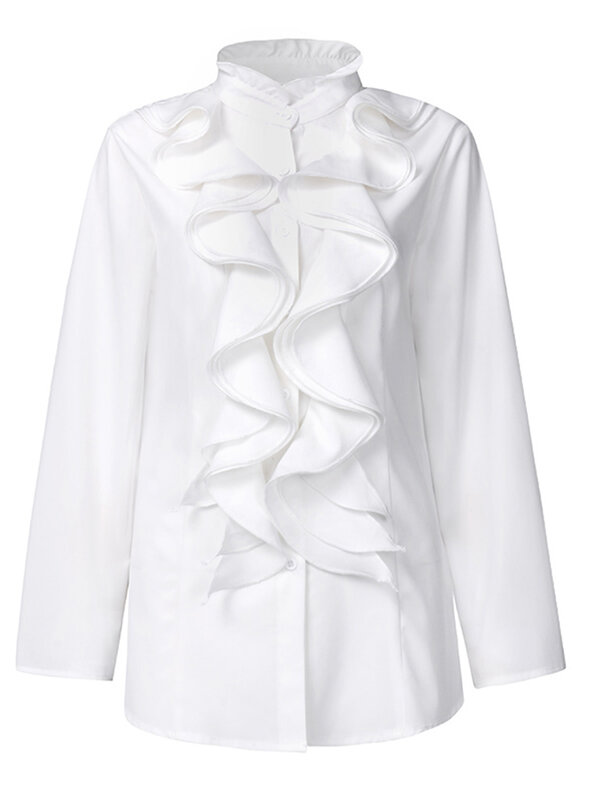 ZANZEA asimétrica-Blusa de manga larga con botones para mujer, blusa informal de gran tamaño con solapa, para primavera y primavera, 2023