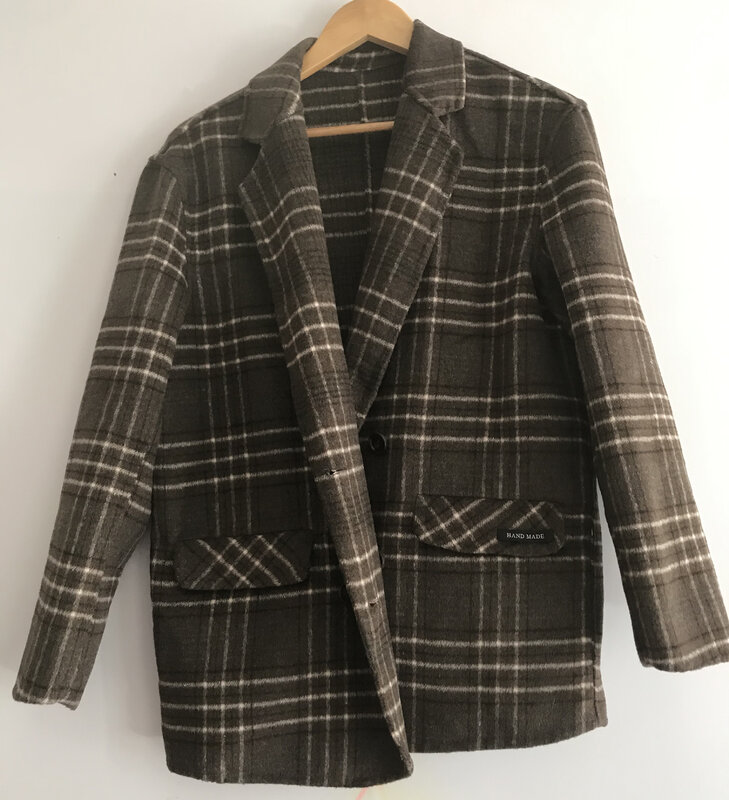 Veste et manteau en laine à carreaux pour femme, style décontracté, collection automne hiver 2023