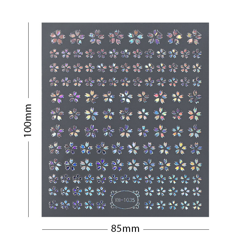 3D Laser Sakura Flower Nail Sticker Aurora Decals Glitter Star Butterfly Floral Adhesive Sliders Cherry Blooming Manicure