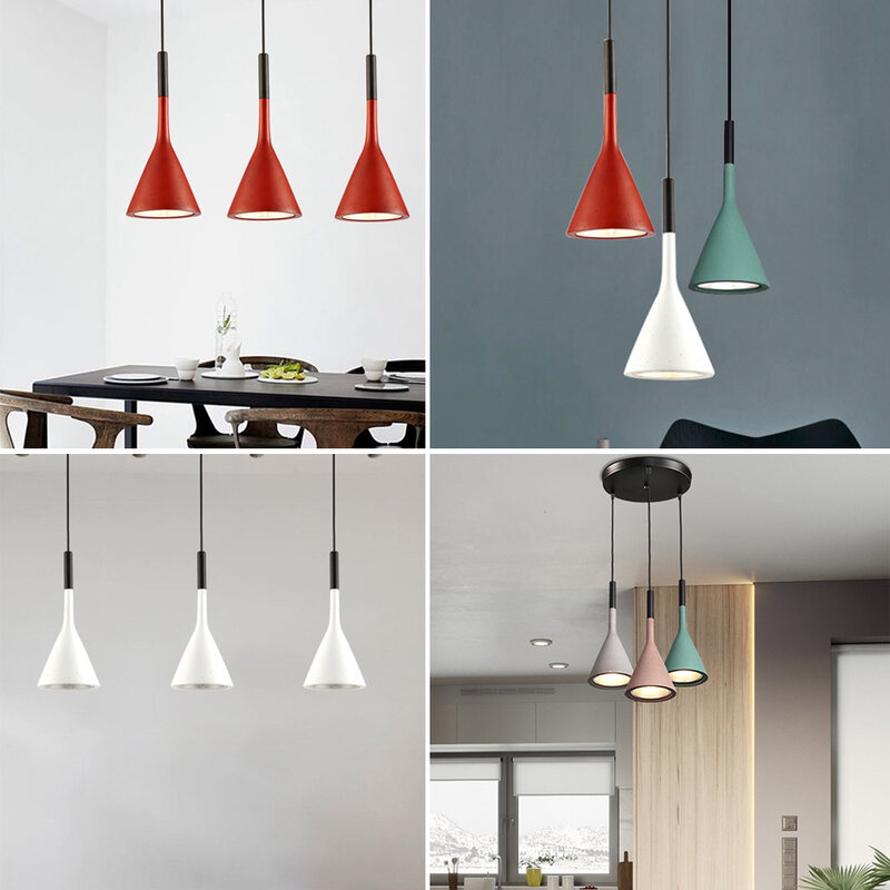 Modern Nordic Pendant Lights Multicolor Minimalist Hanging Lamps 3 Heads E27 Edison Bulbs for Kitchen Dining Room Bedroom Coffee