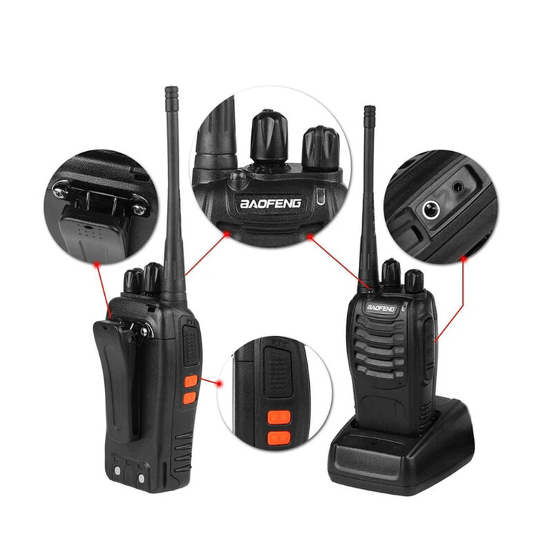 Baofeng-walkie-talkie portátil, radio bidireccional, transceptor bf 888s, UHF 400-470MHz, 16 canales, 2 uds./lote BF-888S