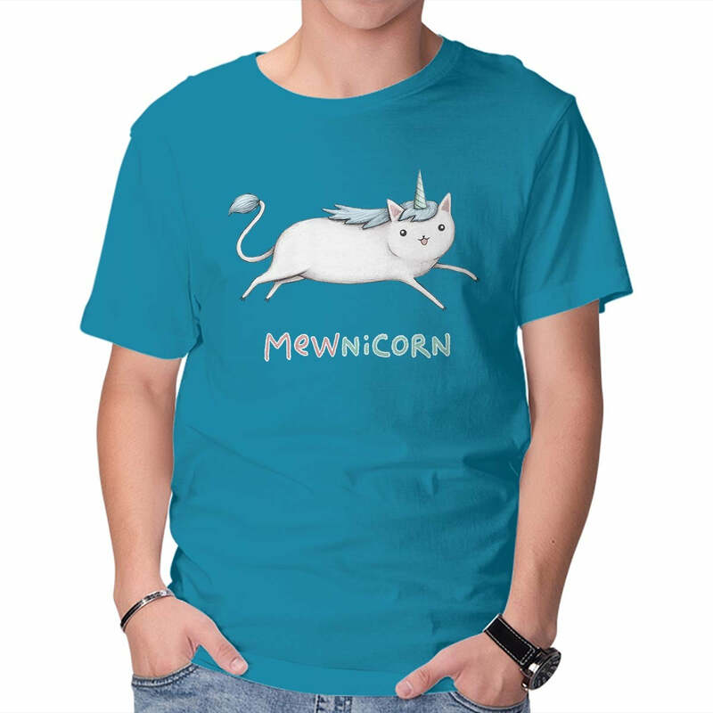 Mewnicorn-Camisetas estampadas de Anime para hombre y mujer, ropa de manga corta, Vintage, 100% algodón, alta calidad