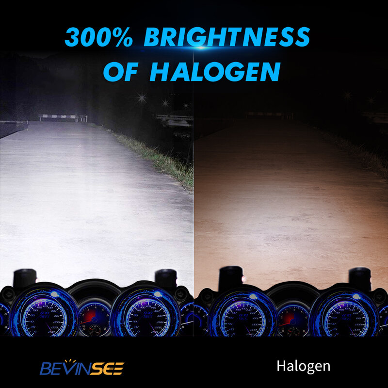 Bevinsee H7 LED żarówki do reflektorów motocyklowych bez wentylatora bezprzewodowy reflektor 6000K 4000lm H7 LED Moto do Moto ATV UTV 12V rozmiar halogenowy