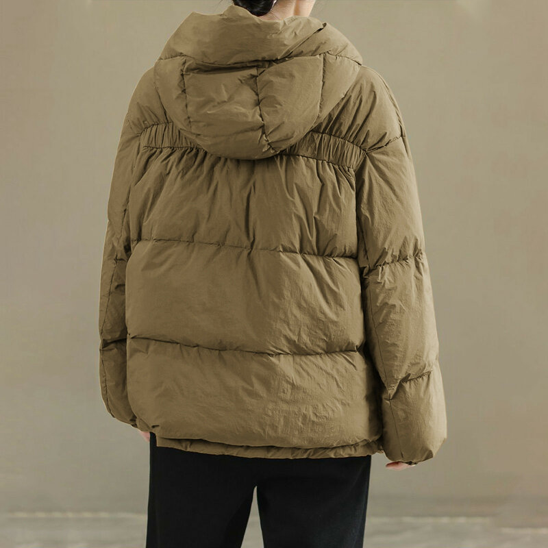 Женский однотонный пуховик с капюшоном на молнии, зимнее теплое пальто с хлопковой подкладкой, трикотажный топ