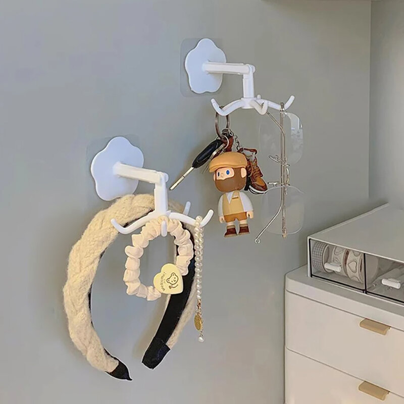 360 ° gedreht Schmuck Veranstalter Haken Halsketten Ringe Kopf bedeckung Lagerung Display halter Ständer Bad Küche hängen Wand haken