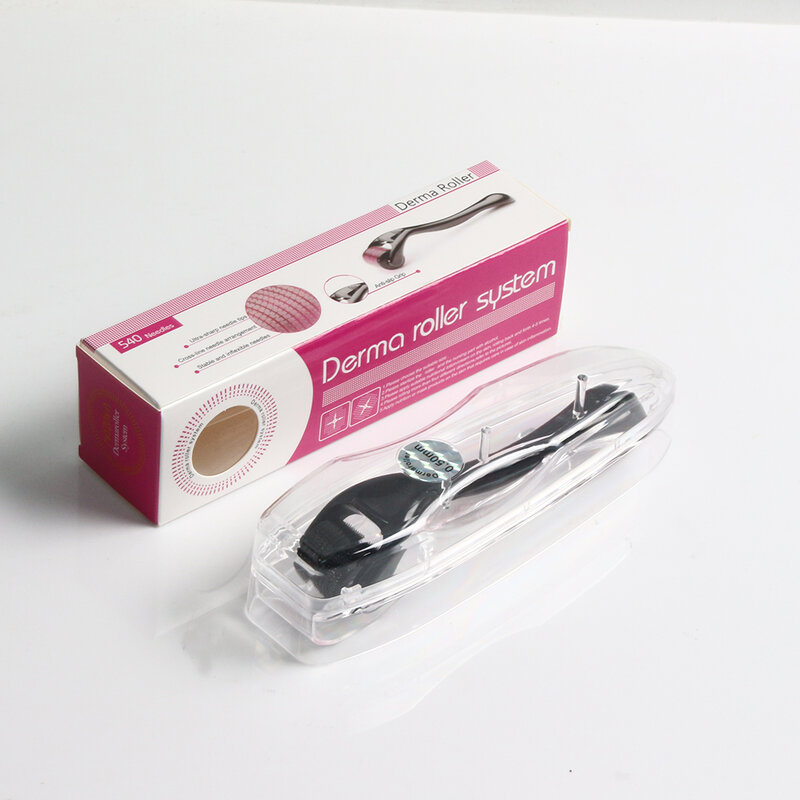 All Black Derma Roller 540, czarny wałek do mikroigłowania ze stali nierdzewnej, pielęgnacja skóry twarzy, do użytku domowego, do narzędzi do masażu twarzy