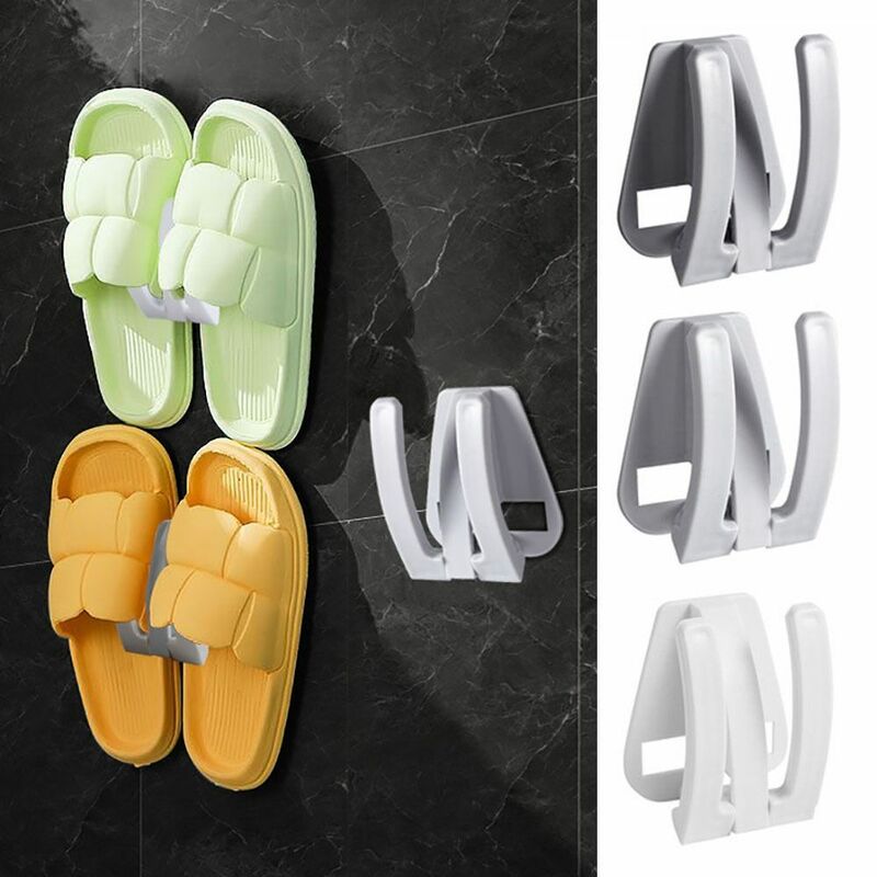 Punch-Free Slippers Rack Durable Save Space Bathroom Organizer Slipper Holder Wall Mounted Shoes Hook