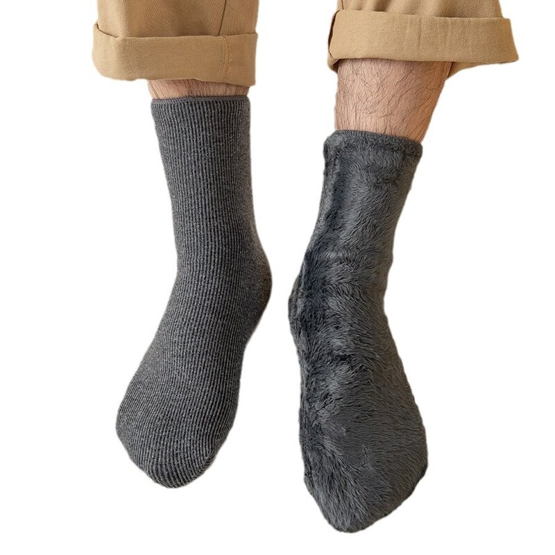 Men Women Winter Socks Warm Thicken Thermal Snow Boots Floor Socks Soft Velvet Cashmere Sock Sleep Solid Color Home Floor Socks