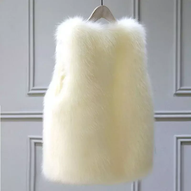 Abrigo de invierno para mujer, chaleco de piel cálida de algodón para adelgazar, piel de zorro de imitación