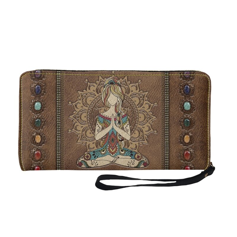 만다라 요가 소녀 디자인 패션 여성 지갑, 지퍼 슬림 걸스 카드홀더 휴대폰 지갑