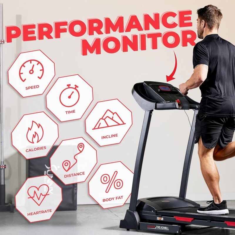 Sunny Health & Fitness Premium складывающаяся проекция с импульсными датчиками, кнопки скорости One-Touch, амортизация, Опти
