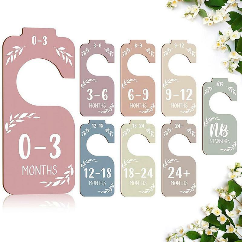 8 Pieces Baby Closet Dividers From Newborn To 24 Months Baby Clothes Size Hanger For Bedroom Closet Wooden Clothes Organizers