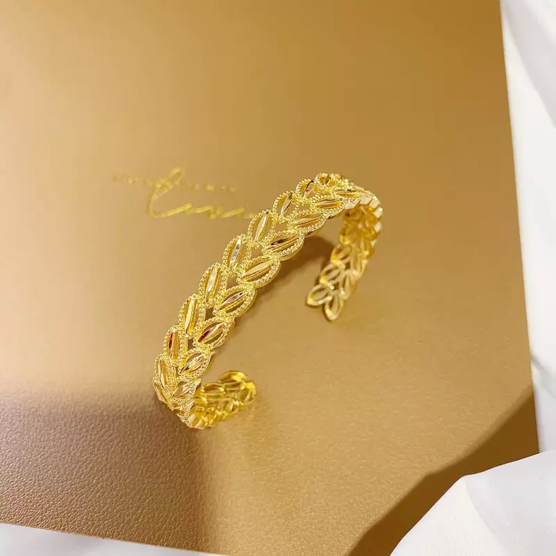 UMQ4cm jam tangan gelang rantai untuk pria wanita, lebar murni 999 kuning emas rantai tangan Bro hadiah ulang tahun pernikahan tidak pernah pudar
