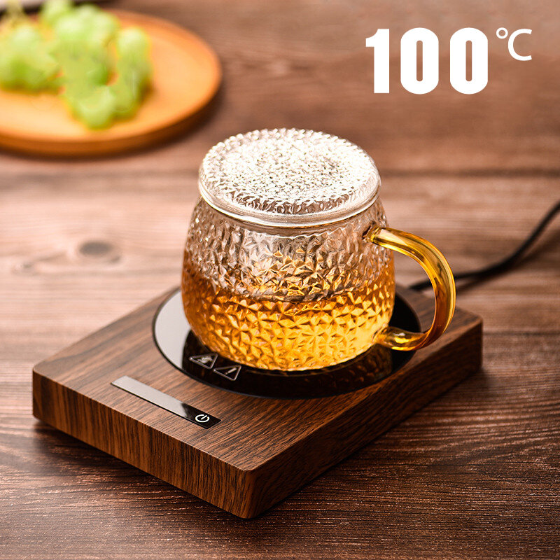 Calentador de tazas de 100 ° C, calentador automático de té caliente, posavasos con 5 engranajes de temperatura, almohadilla calefactora para café, leche y té
