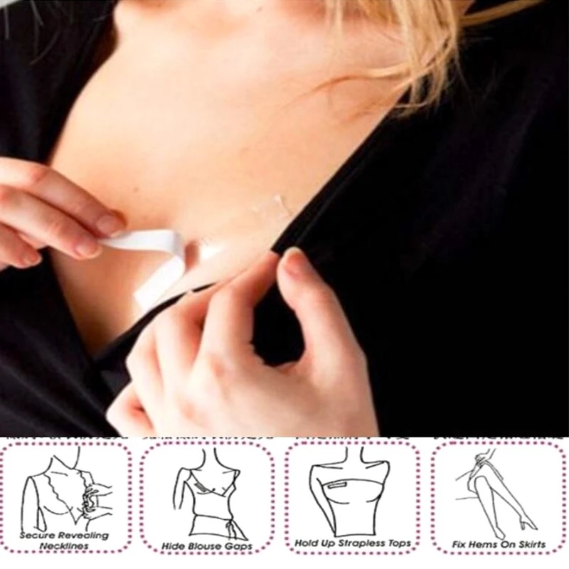 Double Sided Body Tape Self-Adhesive Bra Clothes Dress Shirt Secret Sticker Clear Lingerie Tape Anti-naked Invisible Chest Patch