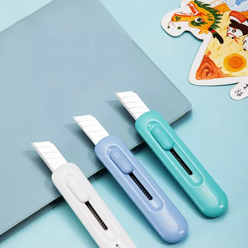 1 buah pisau utilitas kecil kertas pemotong Mini Fashion belajar perlengkapan kantor warna acak