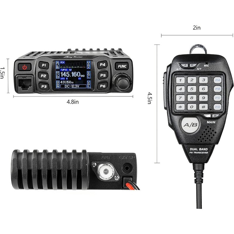 AnyTone AT-778UV 25W, Transceiver Radio seluler Dual BandVHF/UHF VOX kendaraan Radio mobil dengan kabel
