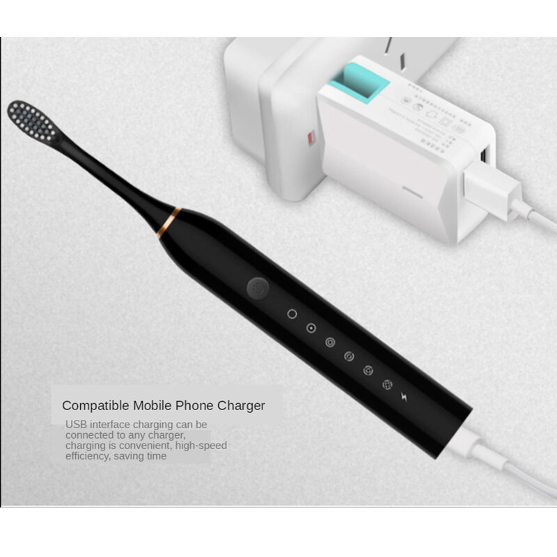 Elektryczna soniczna szczoteczka do zębów inteligentny szczotka do zębów ultradźwiękowe automatyczna szczoteczka do zębów 6 trybów USB szybki akumulator dorosłych IPX7 wodoodporna