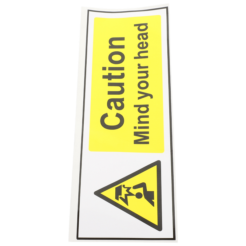 Wees Voorzichtig Hoofdstickers Lage Overhead Speling Teken Applique Zelfklevende Waarschuwing Pvc Sticker
