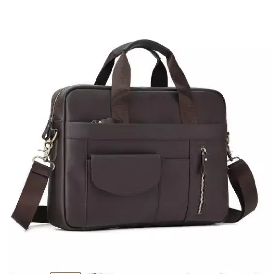 Maleta multifuncional de couro de grão integral, bolsas casuais para homens, bolsa crossbody elegante, bolsa para laptop, 15,6 polegadas