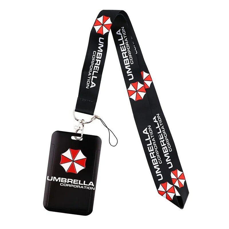 Motywem Umbrella Corporation smycz karta zestaw brelok ID Tag pokrowiec na karty drukowanie pasek szyi słodkie klucze telefon stojak w kształcie karty biżuteria Lan
