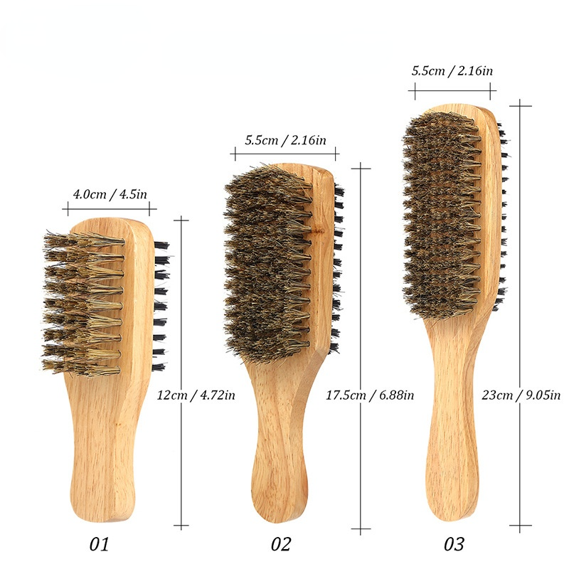 Men Boar Bristle Hair Brush - Natural Wooden Wave Brush for Male, Styling Beard Hairbrush for Short,Long,Thick,Curly,Wavy Hair