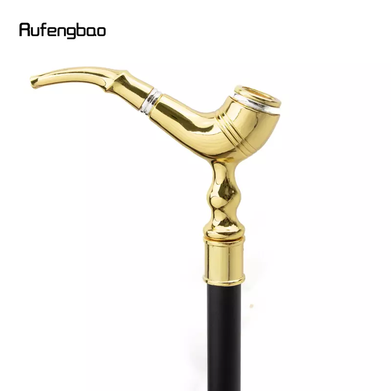 Golden Pipe Pattern Luxury Fashion Walking Stick for Party Decorative Cane Elegant Crosier Knob Walking Stick 93cm