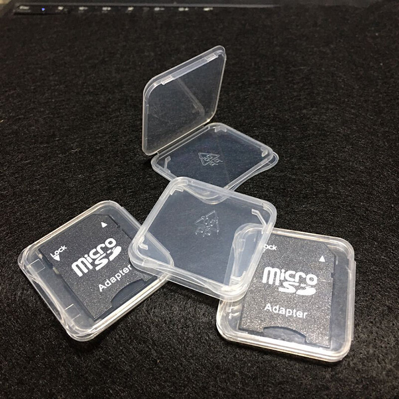 Transparente SD Memory Card Case, Card Holder Box, caixas de armazenamento, estojo de plástico transparente, protetor, 10pcs por lote