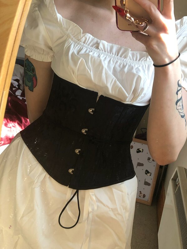 Plus Size Flower Underbust corsetto XS vita Cinchers con 24 ossa d'acciaio corsetto moda Bustier corsetto nero per abito da festa