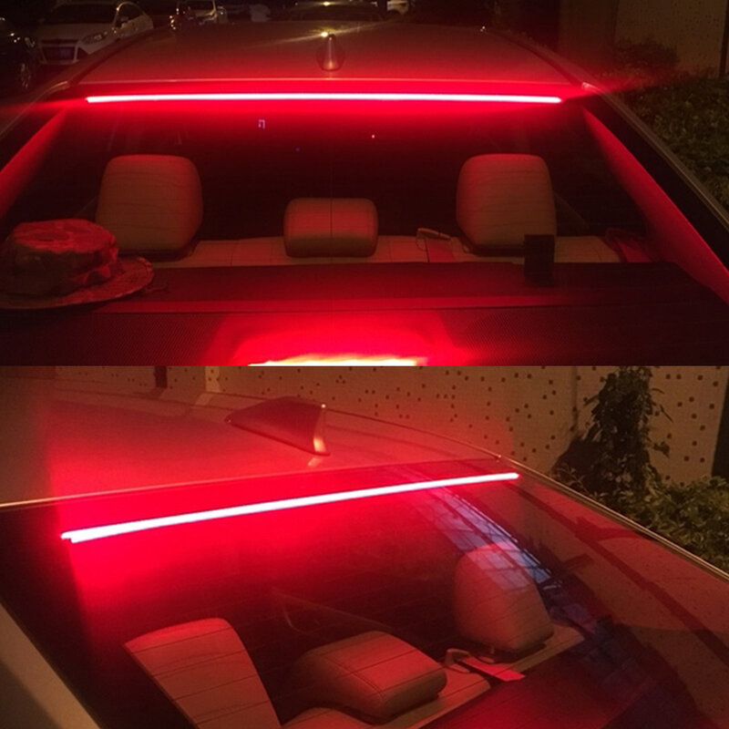 OKEEN-luces Led de freno para coche, accesorio Universal de montaje alto, tira Flexible de luces traseras, 90cm, 1m, 12V