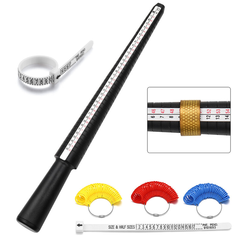 PHYHOO 1pcs Professional Jewelry Tools Ring Sizer Mandrel Stick Finger Gauge Measuring UK/US Size For DIY Jewelry Size Tool Sets