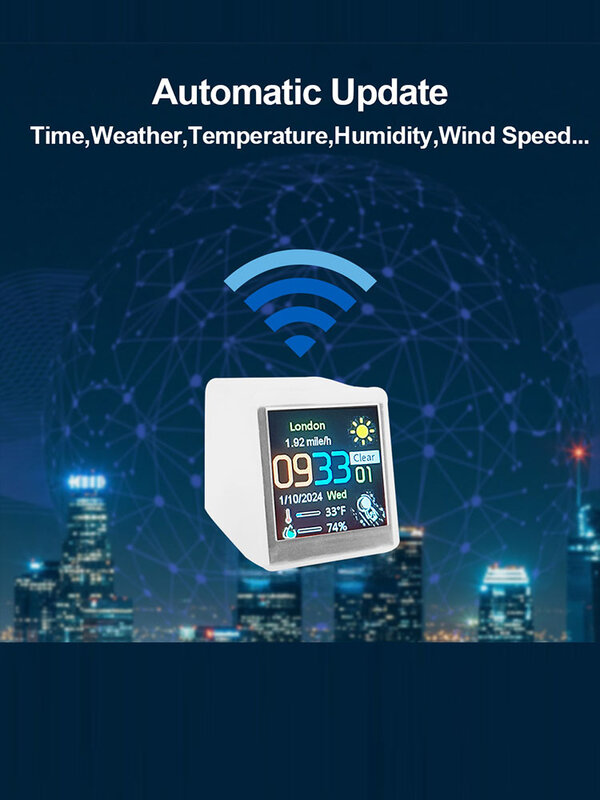 스마트 디지털 홈 실내 온도 습도 계량기 LCD 전자 디지털 비트코인 모니터링 센서 게이지, 와이파이 기상 관측소