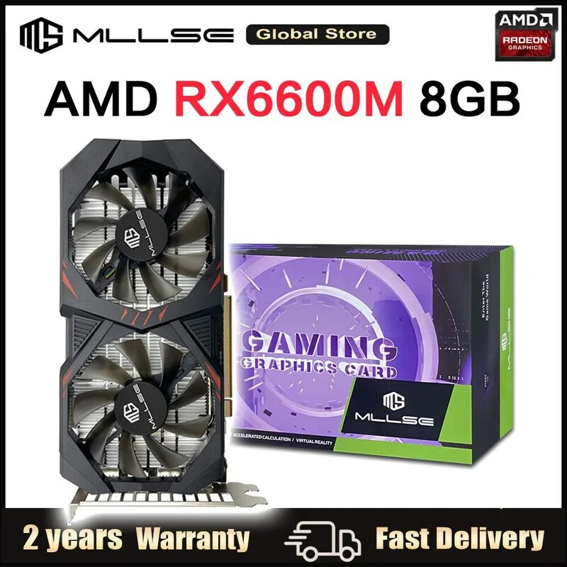MLLSE AMD RX 6600M 8GB Video Card GPU GDDR6 128Bit 7nm Placa De Video Heat Pipes Version Support Desktop CPU rx6600m 8gb
