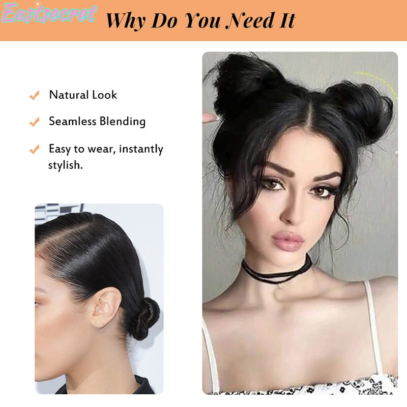 EASTSECRETMessy Straight Bun Chignon Donut Hair Pad Elastic Hair Rope Rubber Band Synthetic Hairpiece Hair Accessories for Women