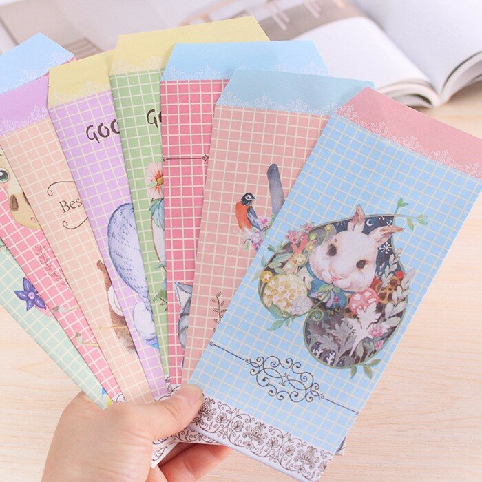 10 Buah Bunga Indah Sipe Kartun Amplop Kartu Hadiah Perlengkapan Kantor Bayi untuk Undangan Surat Pernikahan Alat Tulis Korea