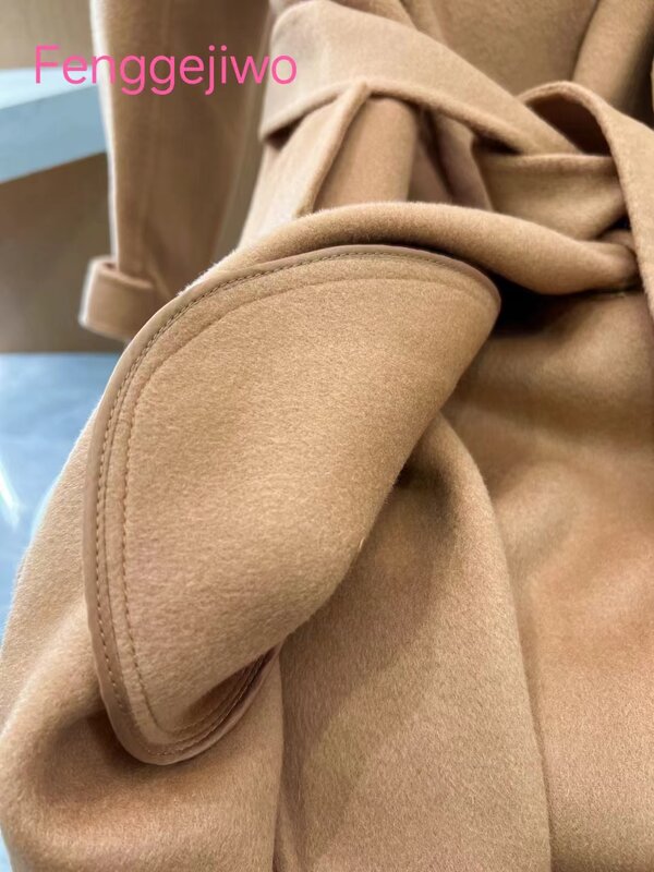 Fenggejiwo-abrigo largo clásico de lana con cordones, chaqueta con capucha, Otoño e Invierno