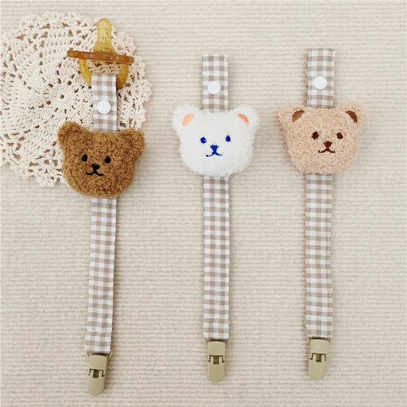 Infant Nursing Supplies Plush Bear Soother Holder Non-slip Molar Chain Nipple Holder Baby Pacifier Chain Pacifier Clips Chains