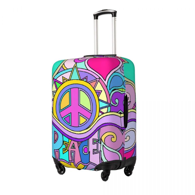 Housses de protection anti-poussière pour bagages, housse de valise imperméable, psychédélique, hippie rétro, impression d'art de la paix, élastique, 18-32 pouces