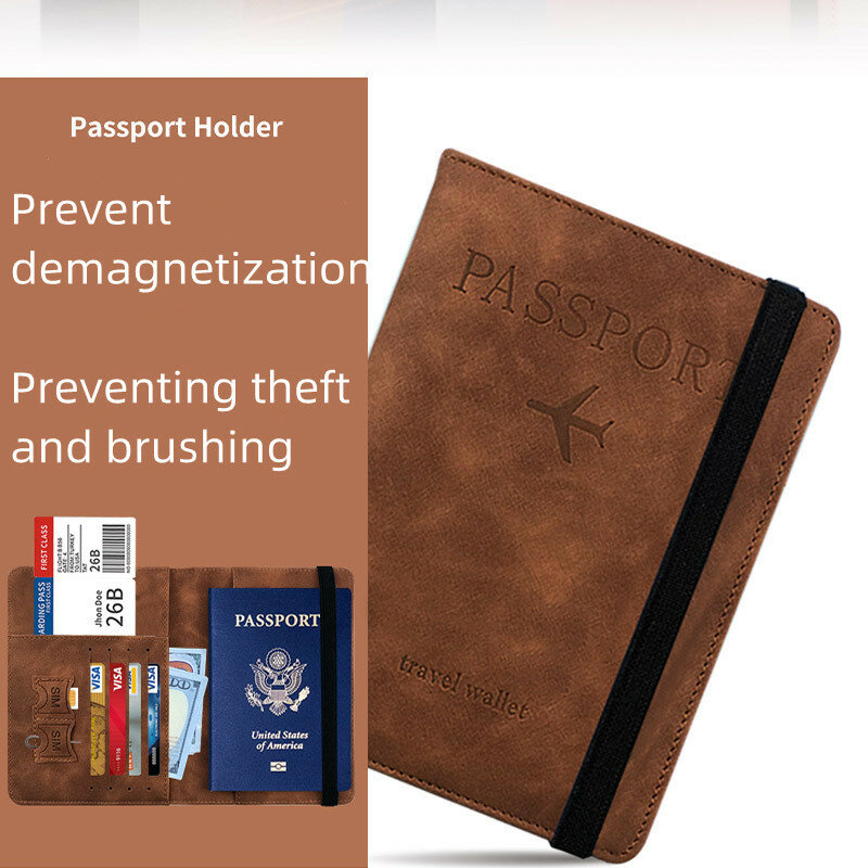 Penutup paspor PU RFID, dompet kartu kredit ID, pemegang paspor, dokumen bisnis, tahan air, pelindung multifungsi perjalanan