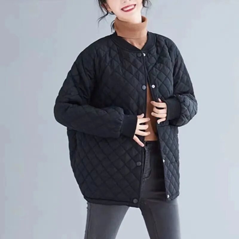 Jaqueta casual de parka acolchoada feminina, casaco de inverno, moda coreana, roupas acolchoadas de algodão, novo casaco