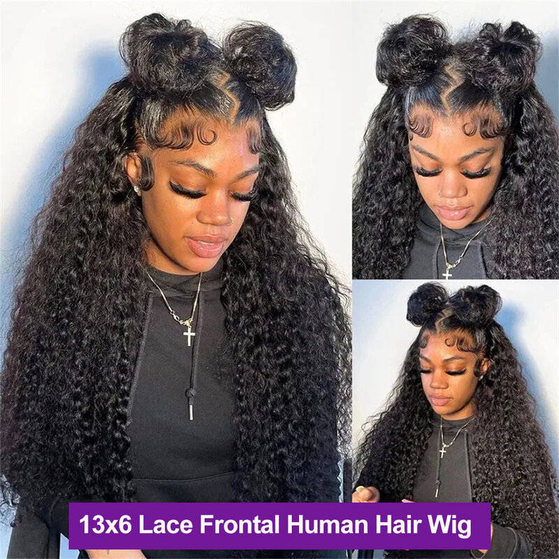 13x6 HD Deep Wave Human Hair Wig Curly 13x4 Lace Front Wig Human Hair Transparent Glueless Lace Frontal Water Wave Wig For Women