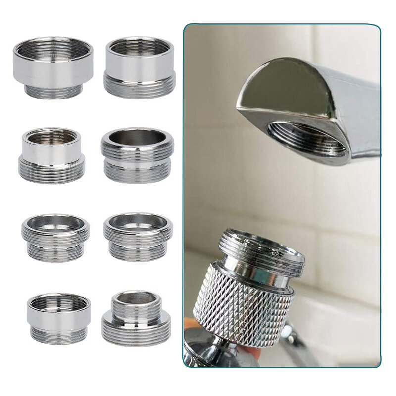 Kitchen Faucet Adapter Set 18/20/22/24mm To 22mm With Washer Metal Male Female Saving Tap Aerator Connector Bathroom Accessories