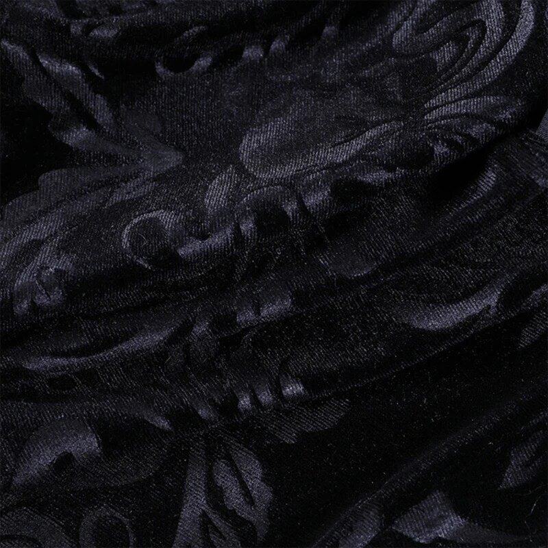 Haut court en Jacquard Floral gothique foncé pour femmes, manches longues, à volants, col faux, couverture alternative, vestes